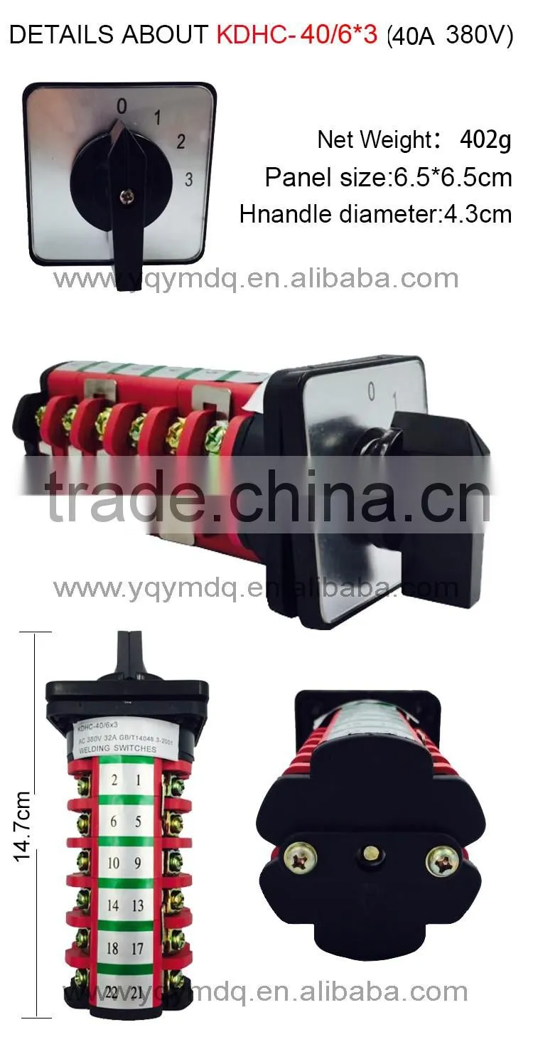 Welding machine switch KDHC-32/3 3 knots 3 poles 32A 3 positions step switch 6 pcs contacts changeover rotary switch