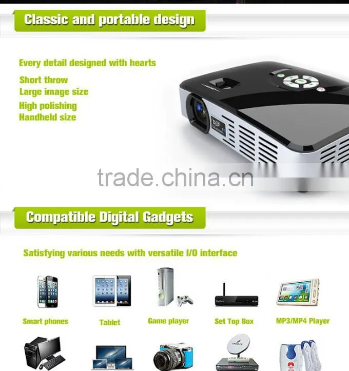 500Lm pico dlp 3D projector with HDMI in, VGA, AV in, USB (SMP7047A)