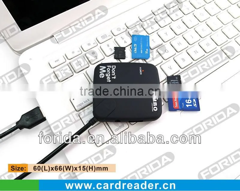 With light indicate USB 2.0 Black combo- 3 ports Hub & Card reader SD+MS+M2+TF,combo usb hub