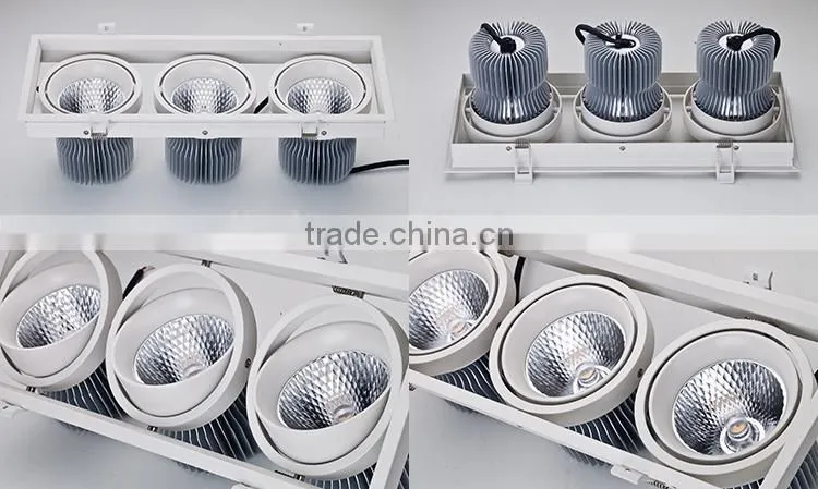 Top grade COB LED chip with high luminums efficiency and high CRI 3x45w square led grille light