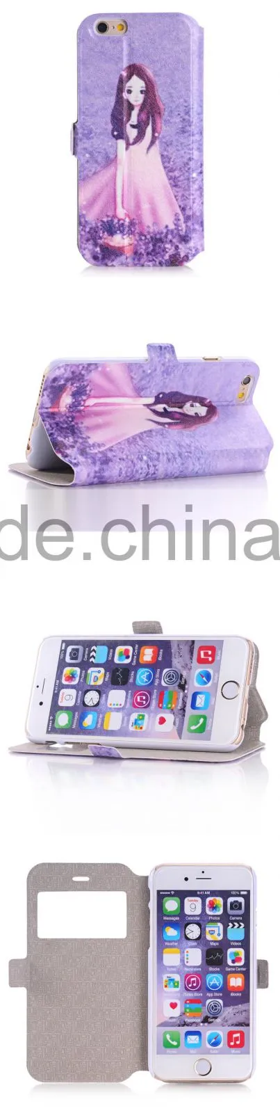 Stand Style Magnet Flip PU Leather Cartoon Paiting Pattern Soft Case For iPhone 6 6S 4.7Inch Wallet Cover for iphone6 phone bags