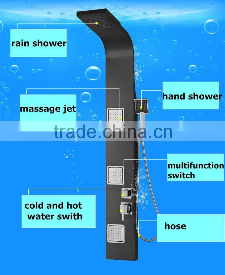 s.s black shower panel with massage Y-052