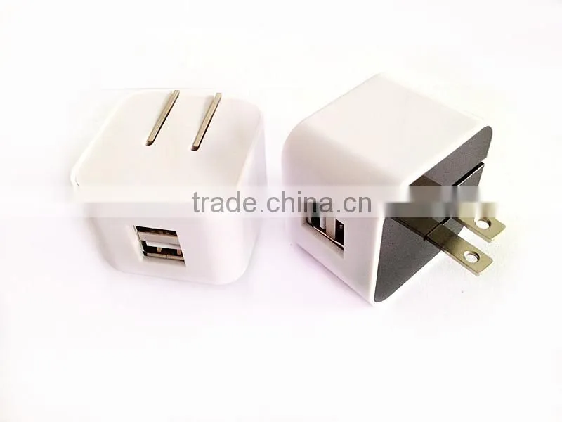OEM/ODM service 5V 3.1A US folding plug dual usb wall charger flat home wall charger for Samsung HTC
