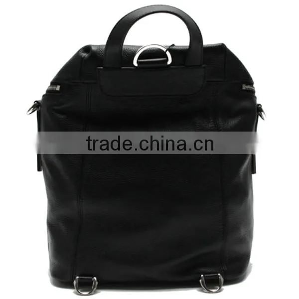 Fashion quality convertible backpack purse black leather backpack for women