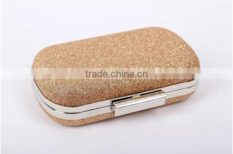 2016 summer new style pu leather and sequin box clutch bag lady shoulder bag/wedding evening bag