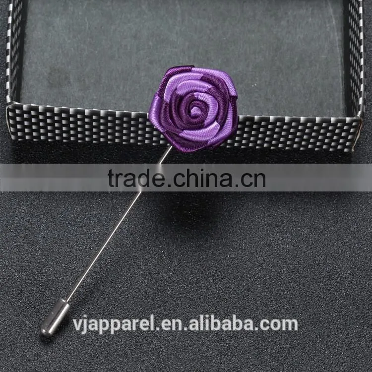 Men Rose Flower Lapel Stick Handmade Boutonniere Pin for Suit
