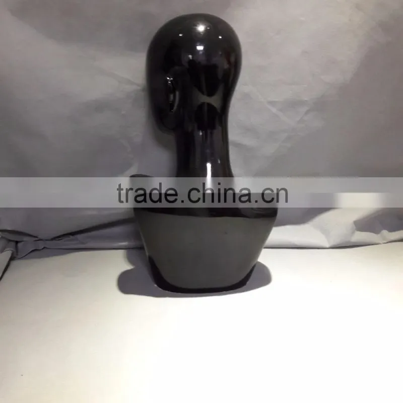 Fiberglass display head black head with shoulder hang scarves and shawls to display
