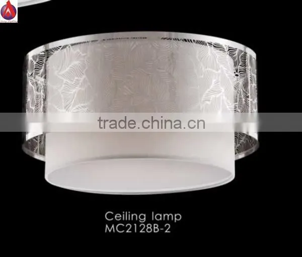 two tiers aluminum ceiling lamp steel outside and white fabric inside