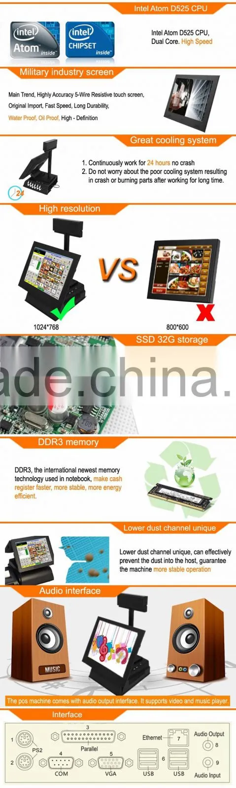 IZP015 2015 Pos All In One Pos System Dual Screen Lowest Price