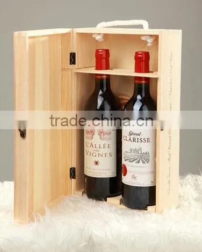 High-class customized wooden red wine box with handle