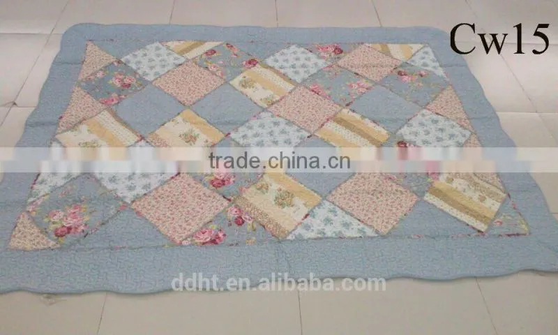 Blue Lacework Floral Tartan Patchwork Floor Mats / Patchwork Carpets
