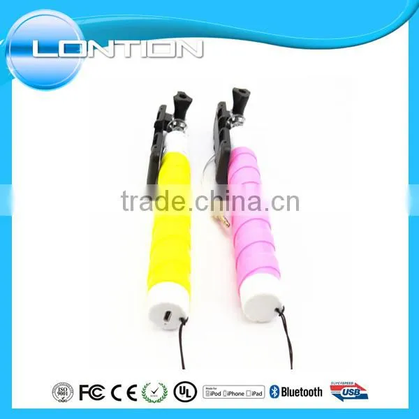 NEW ARRIVALS 2015 Bluetooth selfie stick with Stainless spiral sleeve
