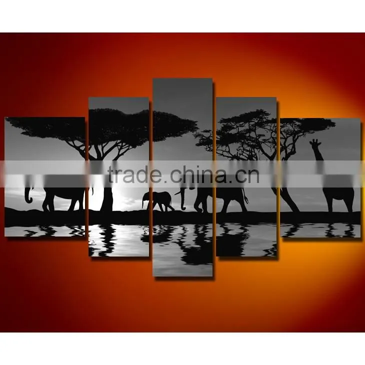 Thick oil handmade boat scenery canvas painting art