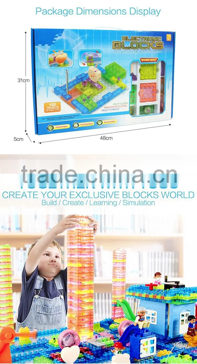 44PCS 120 projects kids plastic electronic building blocks