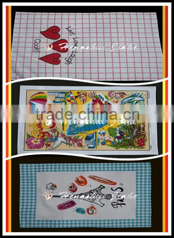 Cheap wholesale 100% cotton custom printed tea towel