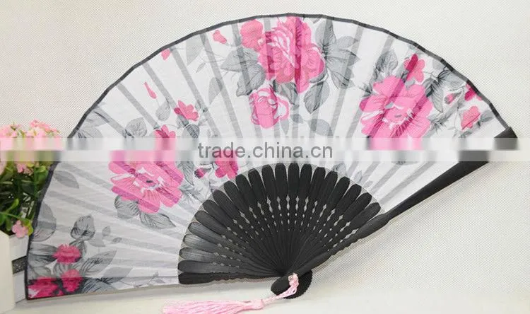 Boutique cloth bamboo folding fan for wedding gift