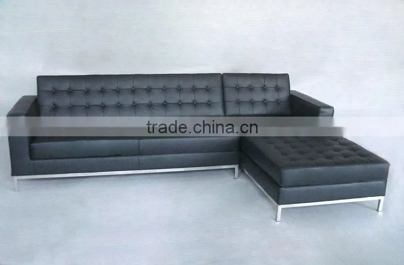 modern design leather florence knoll style corner sofa with chaise lounge