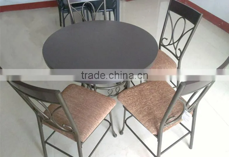 modern metal wood and lether dining table and chairs 1+4 sets