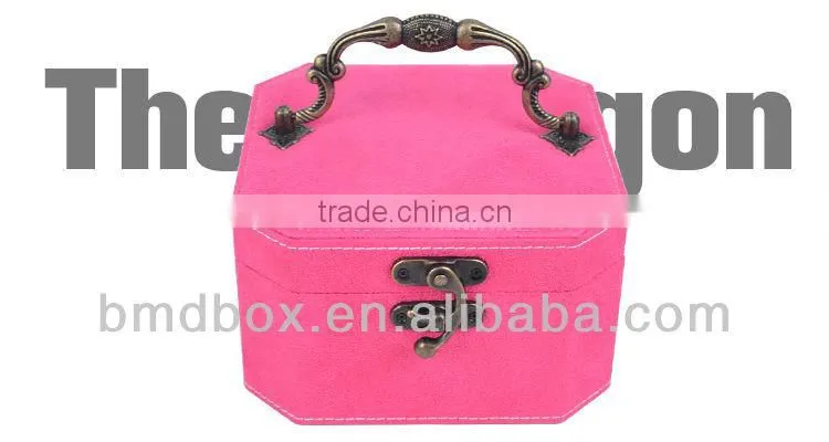 Octagonal Shape Exquisite Flocking Cheap Jewellry Box