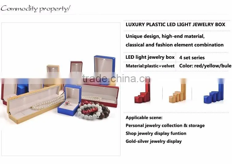 Exquisite colorful plastic ring box jewelry with led light