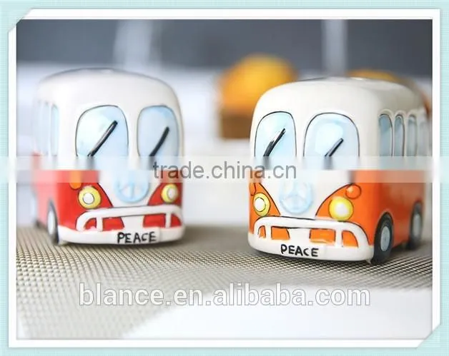 Camper Van VW ceramic salt and pepper shaker set in bus design