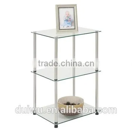 Foshan hot sale living room 3 tiers modern glass hotel side table