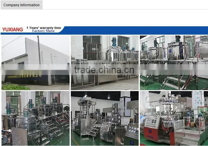 Yuxiang High quality vacuum emulsifier homogenizer for hair gel making machine