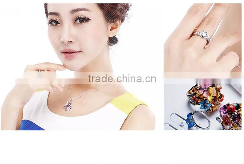 OUXI 925 sterling silver ring designs for girl with Austria Crystal 40141