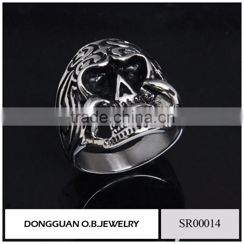 2016 Fashion new style skull ring wholesale steel jewelry ring