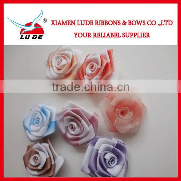 2015 Christmas satin ribbon handmade flowers for decoration