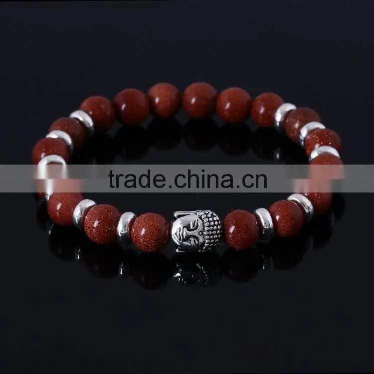 Hot Antique Crystal Rhinestone Leopard Head Lava Stone Buddha Bracelet