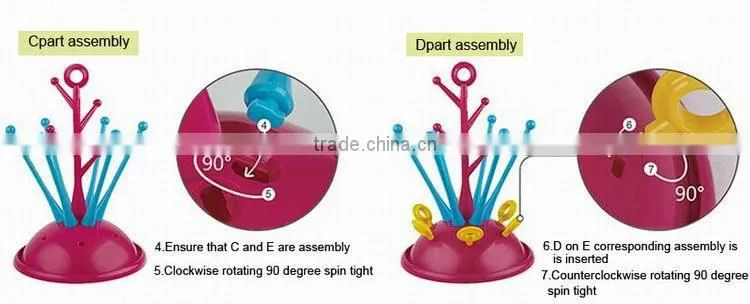 Good quality safe plastic tree shape large capacity bottle dryer for kids