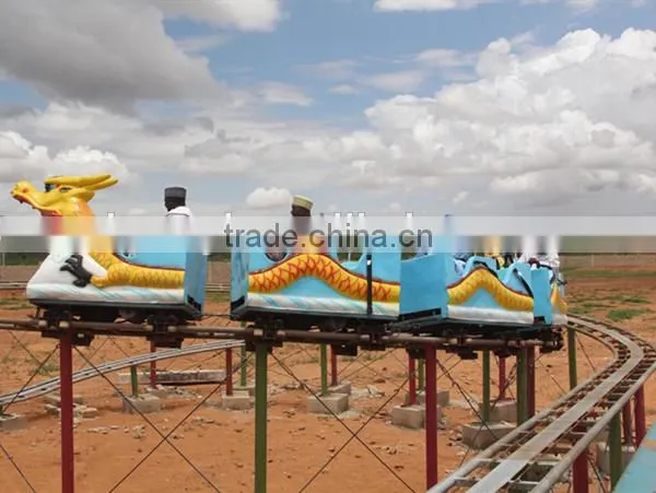 Theme park amusement rides mini roller coaster train slide dragon for children