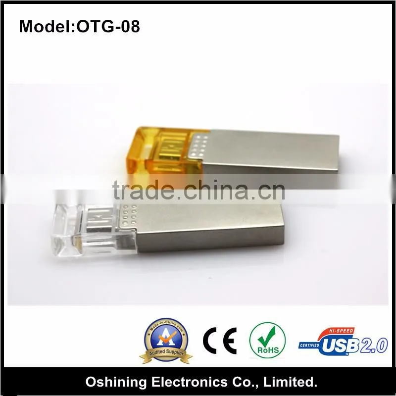 new design otg usb flash drive,OTG usb for smartphone&PC thumb pendrive memory stick(otg-08)
