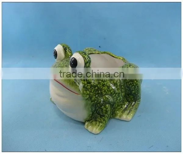 Ceramic frog garden pot, pottery garden flower pot