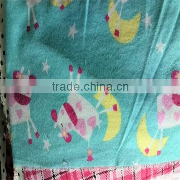 Two side brush printed cotton flannel fabric