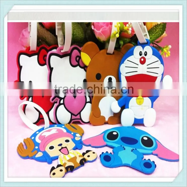 Hogift 2015 new cartoon soft PVC luggage tag/promotion luggage tag/custom luggage tag
