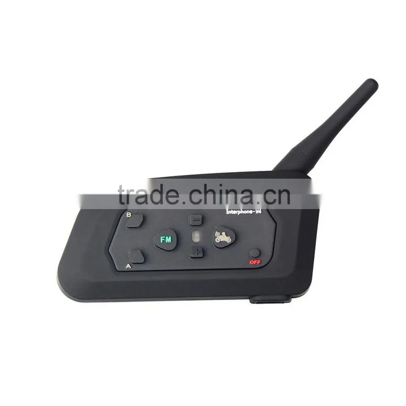 2016 updated soft Earphone! 2 pcs V4 Motorcycle Helmet Bluetooth Intercom Headset with FM for 4 Riders 1200m Wireless Interphone