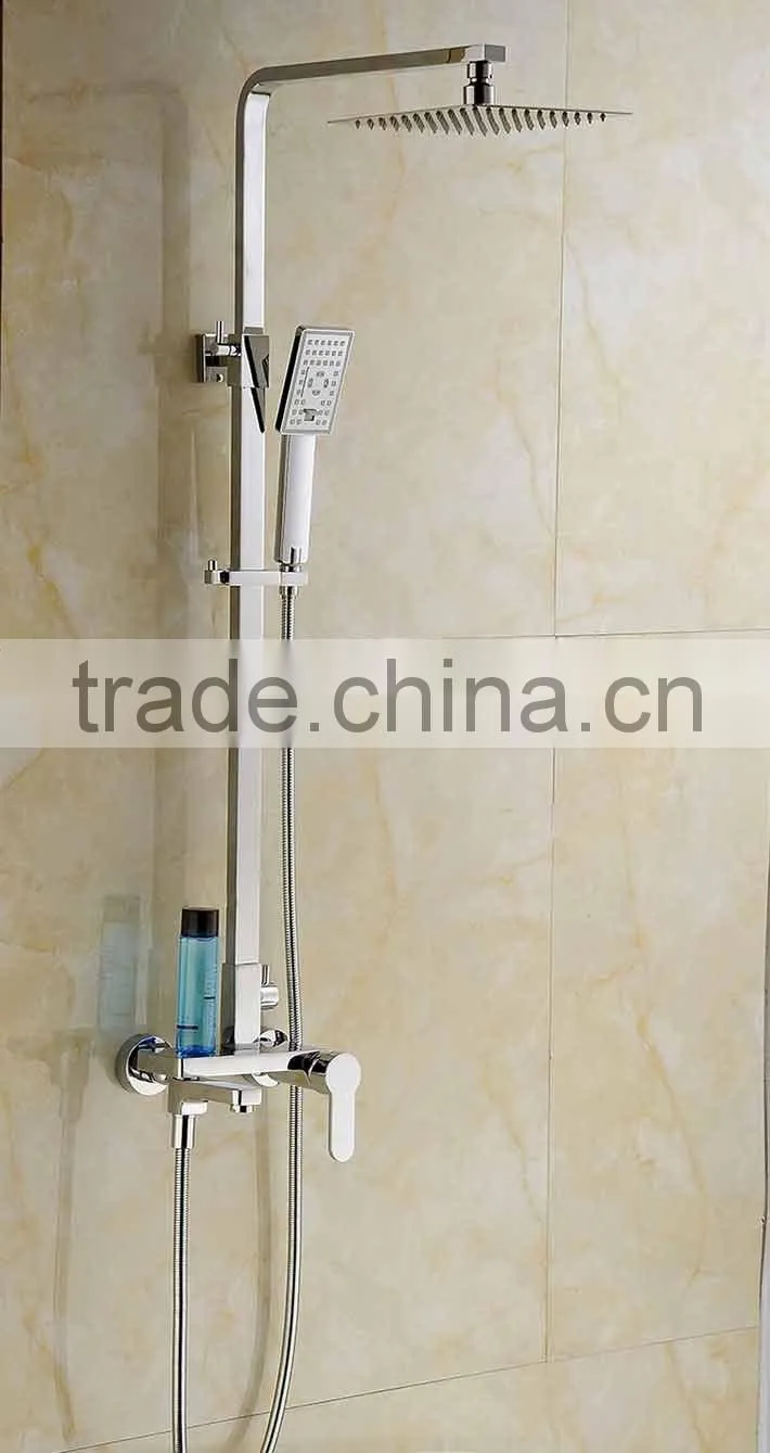 Hot sale wall mounted square design bath&shower faucet set with rainfall shower head