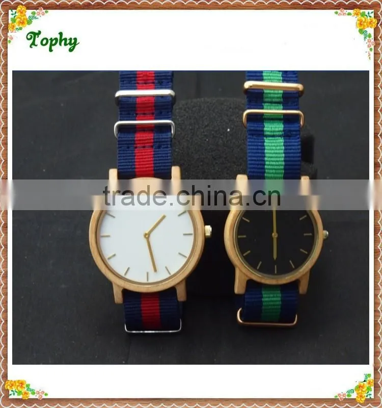 Brown genuine leather wooden watch wholeasale cheap price