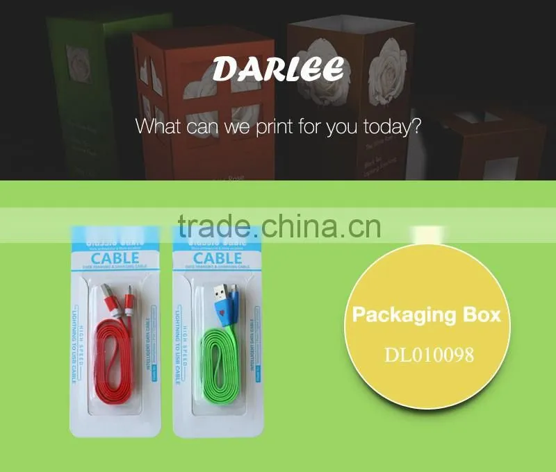 Recyclable custom logo brown kraft paper iphone cable paper package boxes