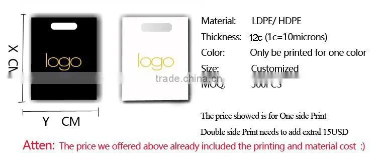 Custom plastic bag with logo print 45x55 cm MOQ 500Pcs