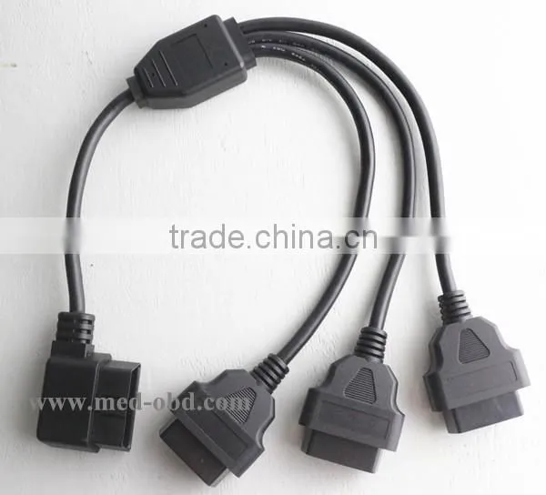 Right Angle J1962M to 3-J1962F, Splitter OBD2 Cable 1 to 3, 1ft
