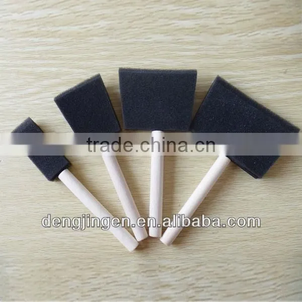 Plastic Wooden Handle Poly-brush Oil Painting Drawing Tools Artwork Stain Foam Roller Brush