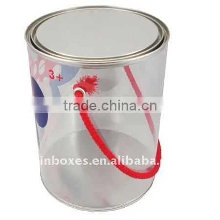 rose red round PET toy packing tin can ( P107 )