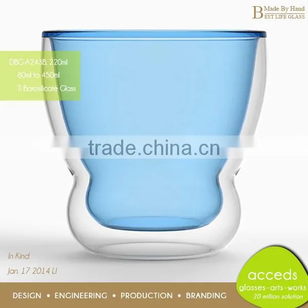 Novelty Blue Decorated Drinking Glass Cup