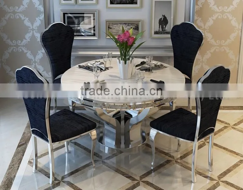 marble round rotating dining table set