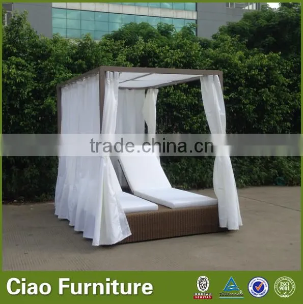 outdoor garden seaside sunbed double lounge day bed with curtain