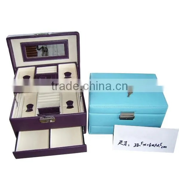 Pretty Luxurious Custom 3-Layer Jewelry Box With Locks And A Mirror