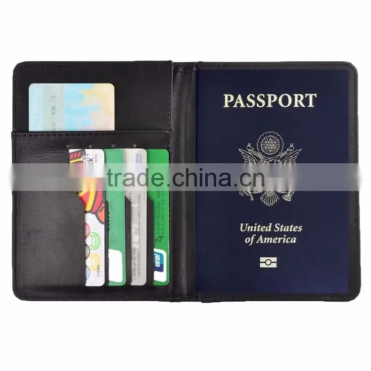 2017 personalized custom slim mens RFID Travel Leather passport wallet